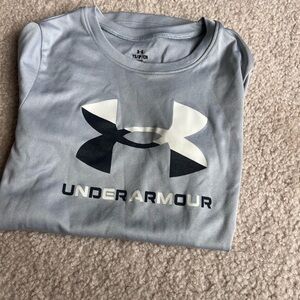 Under Armour Gray Performance Tee with Black & White Logo